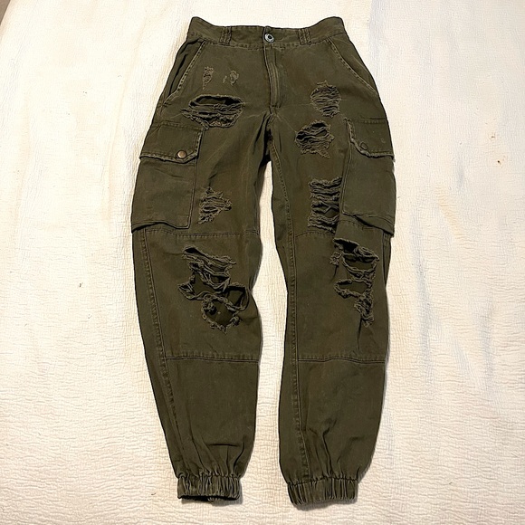 CARMAR High Waisted Denim Cargo Pants - Picture 1 of 7